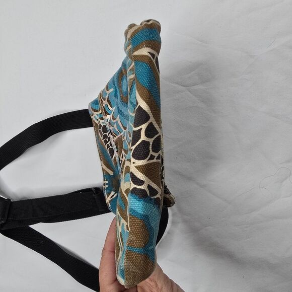 KAVU Limited Edition Crossbody Bag, Blue, Tan, Cream Print - Picture 5 of 7